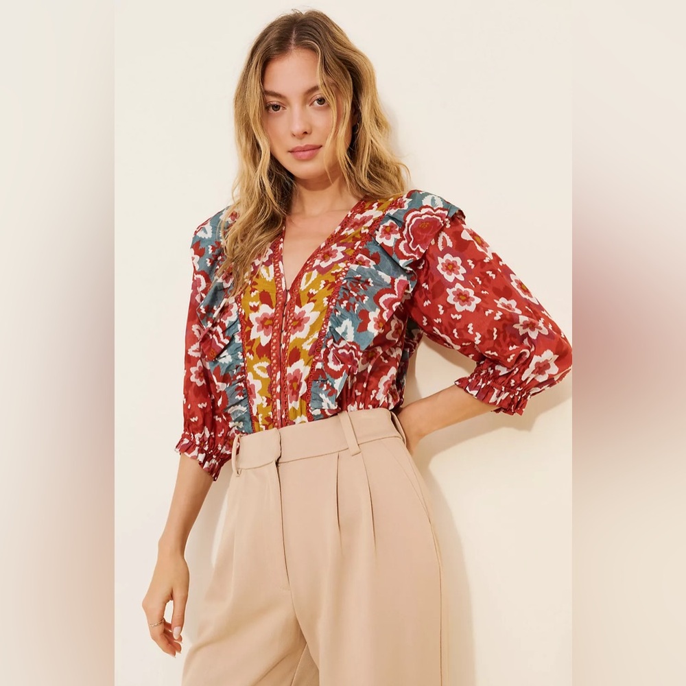 FARM Rio Floral Puff Sleeve Bodysuit